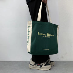 London Letter Print Canvas Shoulder Bag for Girls
