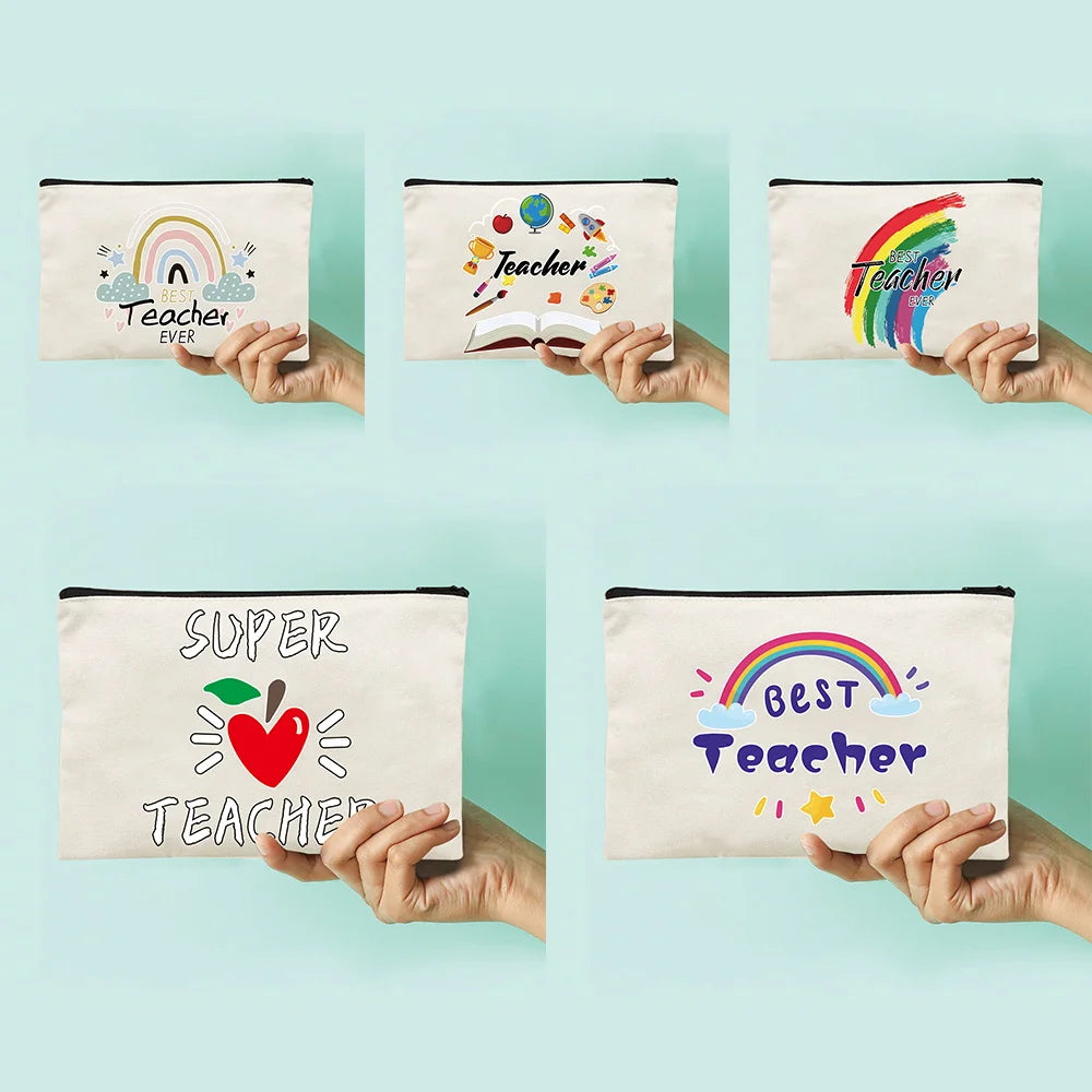 Canvas Cosmetic Bag Teacher Series Pattern Makeup Bag