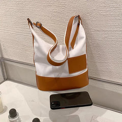 Women Canvas Handbags Lady Shoulder Contrast Large Capacity Bolsa Feminina