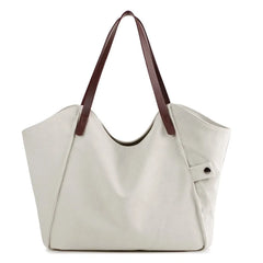 Women Canvas Handbags Solid Large Capacity Travel Shopping Handbag