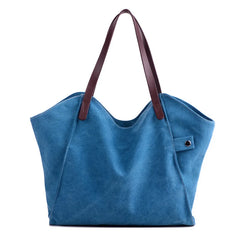 Women Canvas Handbags Solid Large Capacity Travel Shopping Handbag