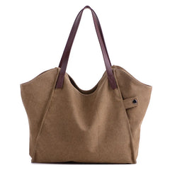 Women Canvas Handbags Solid Large Capacity Travel Shopping Handbag