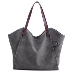 Women Canvas Handbags Solid Large Capacity Travel Shopping Handbag