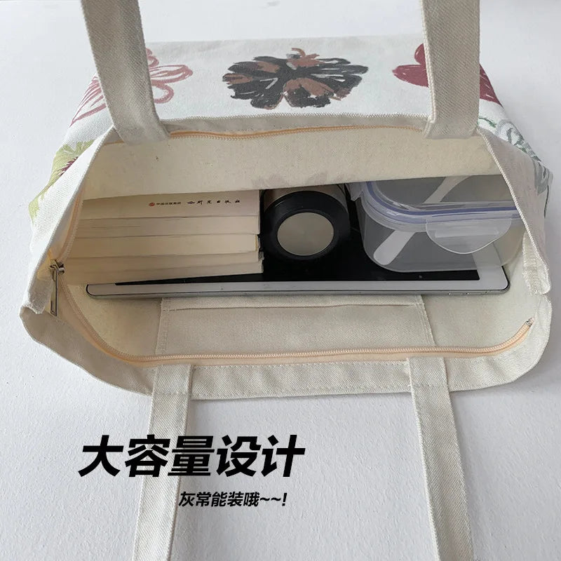Women Canvas Shopping Bags Eco Friendly Reusable Handbags Large Capacity