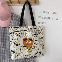 Women Canvas Shopping Bags Eco Reusable Foldable Shoulder Bag Large Capacity