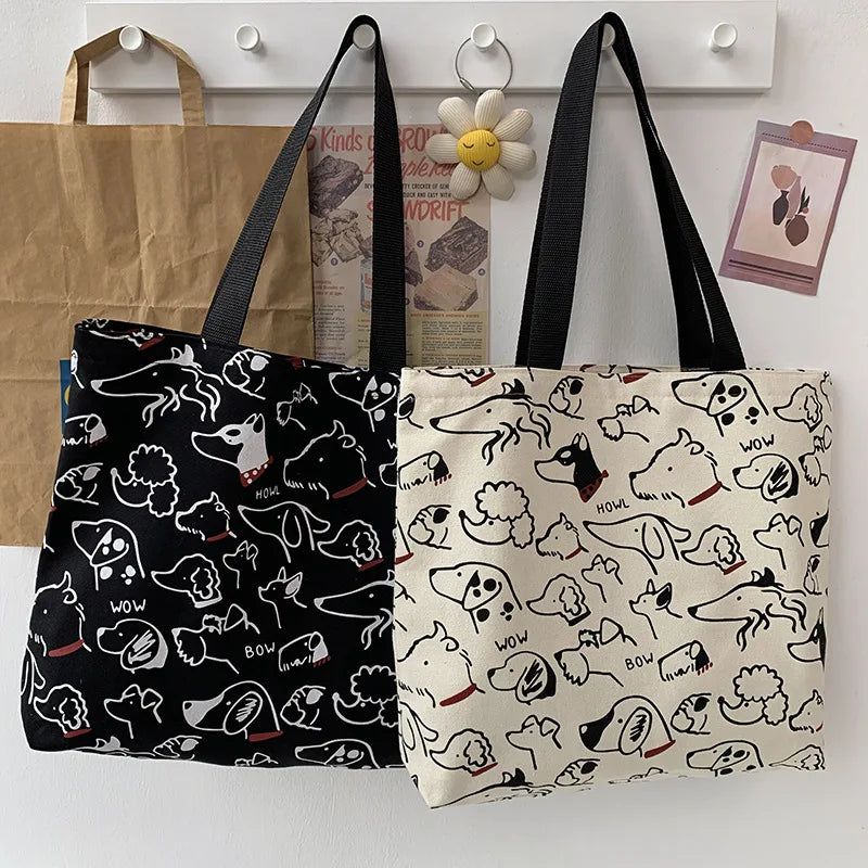 Women Canvas Shopping Bags Eco Reusable Foldable Shoulder Bag Large Capacity