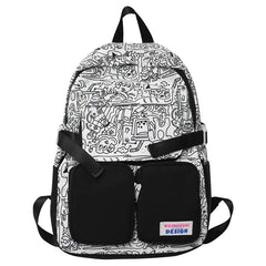 Women Cartoon Print School Bag Girl Travel Large Book Backpack