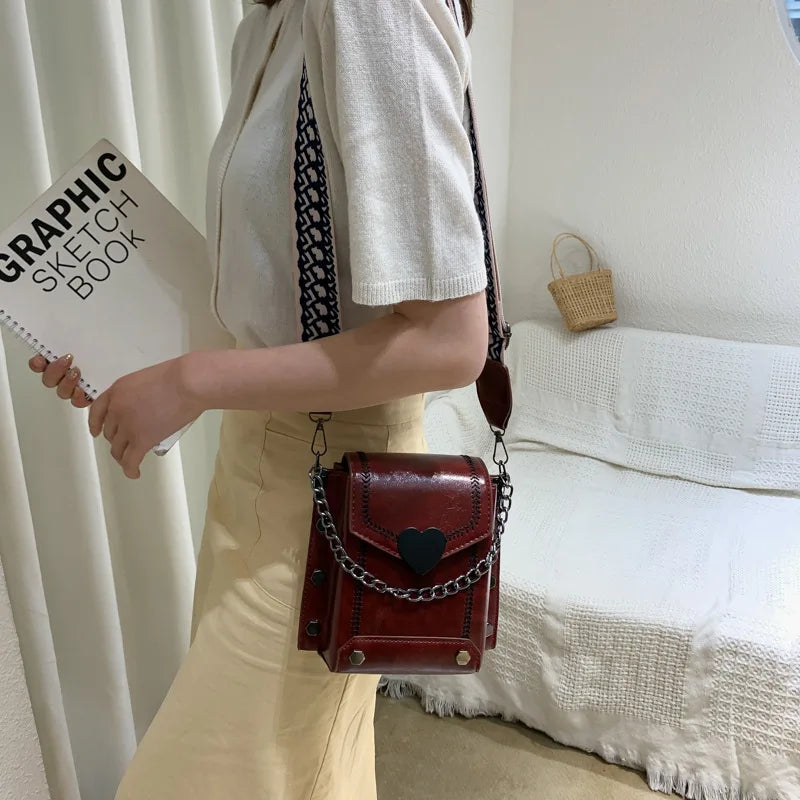 Women Chain Love Heart Shoulder Messenger Cross Body Bags