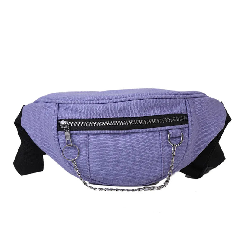 Canvas Women's Chain Waist Bag Fanny Pack Travel Money Phone Chest