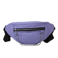 Women Chain Waist Bag Canvas Fanny Pack Money Phone Chest Bag