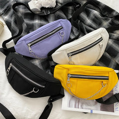 Canvas Women's Chain Waist Bag Fanny Pack Travel Money Phone Chest