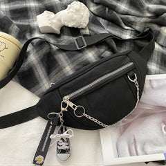 Women Chain Waist Bag Ladies Canvas Fanny Pack Travel Money