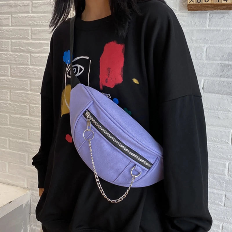 Women Canvas Fanny Pack Waist Bag Travel Money Phone Chest Bag