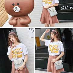 Women Contrast Crossbody Bag PU Leather Phone Purse Female Shoulder Strap