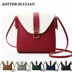 Women Contrast Crossbody Bag PU Leather Phone Purse Female Shoulder Strap