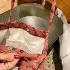 Corduroy Shoulder Bag Large Tote Handbag