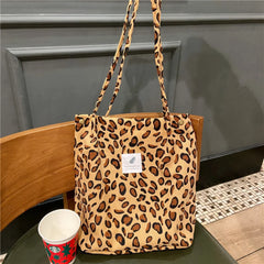 Corduroy Shoulder Bag Large Tote Handbag