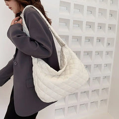 Embroidered Rhombus Shoulder Bag Plaid Handbag
