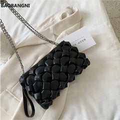 Women Crossbody Bag Temperament Handbag Textured Shoulder Bag INS Woven Chain