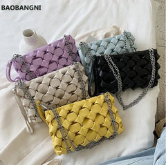 Women Crossbody Bag Temperament Handbag Textured Shoulder Bag INS Woven Chain