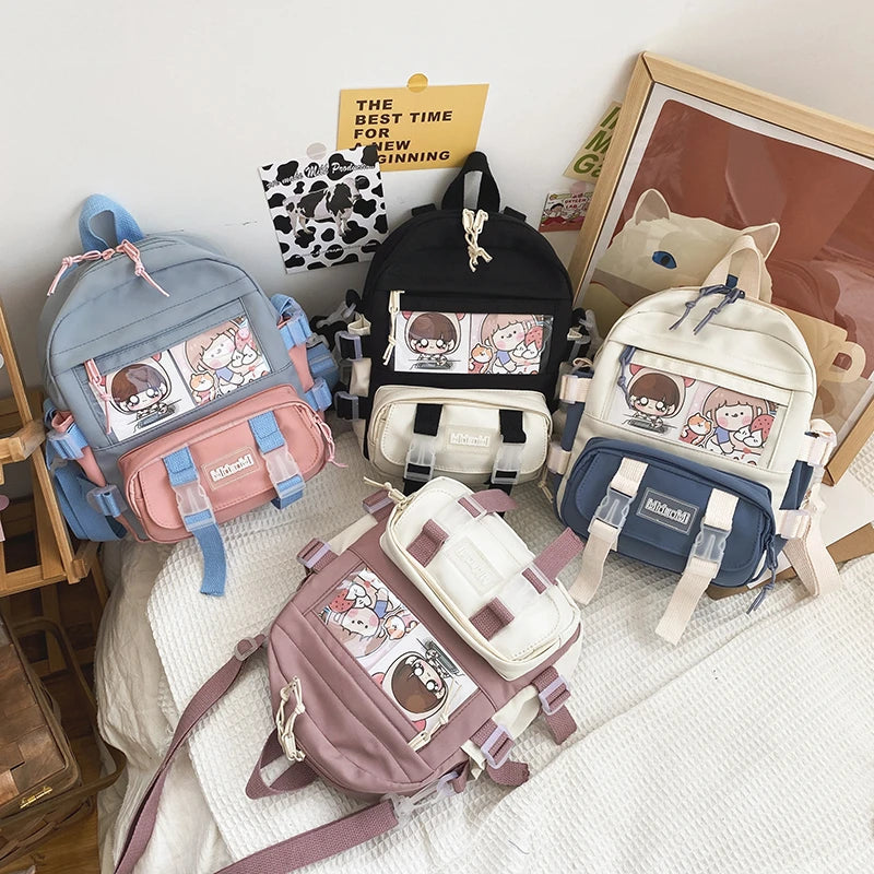 Canvas Women's Small Backpack Clip Bookbag
