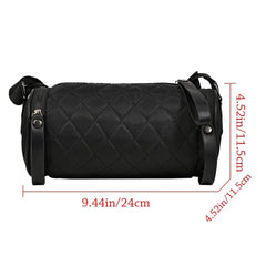 Women Cylinder Pillow Bag Diamond Lattice Shoulder Bag