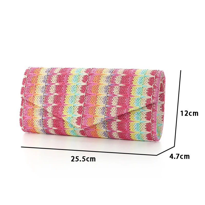 Colorful Clutches Lady Clutch Party Purse with Sliver Chain Messenger Bag