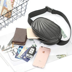 Women Zipper Waist Pack Fanny Pack Pu Leather Waist Bag