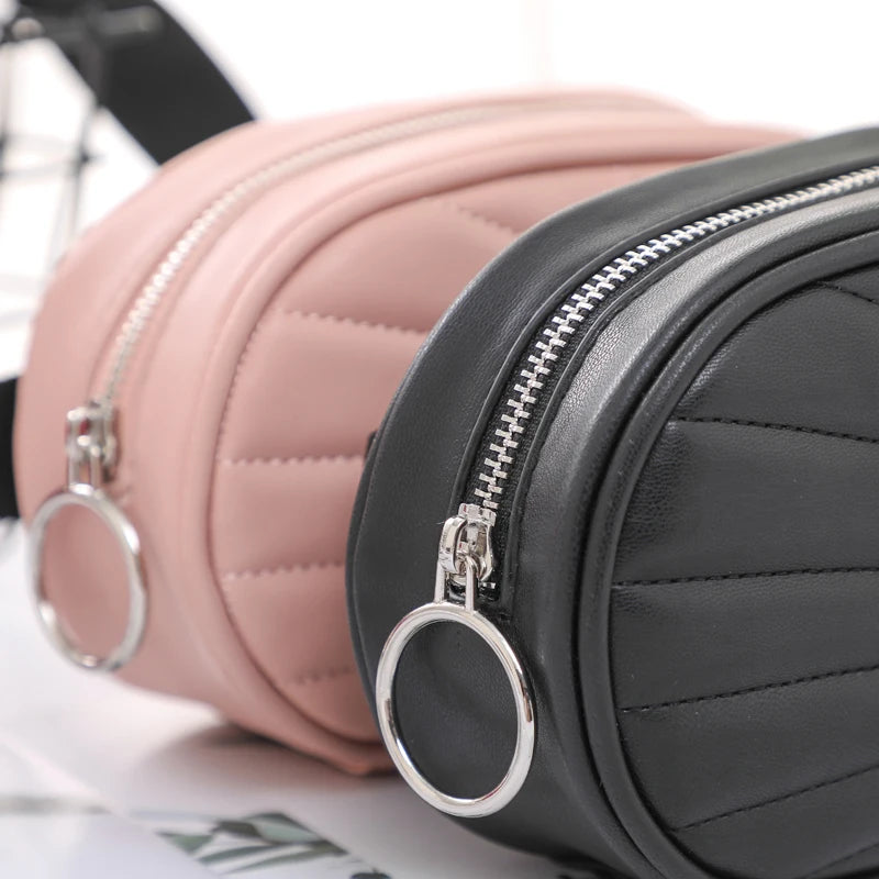 Women Zipper Waist Pack Fanny Pack Pu Leather Waist Bag