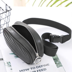 Women Zipper Waist Pack Fanny Pack Pu Leather Waist Bag