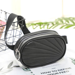Women Zipper Waist Pack Fanny Pack Pu Leather Waist Bag