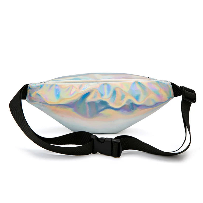 Women Hologram Pink Laser Chest Bags Reflective Waist Pack