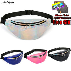 Women Hologram Pink Laser Chest Bags Reflective Waist Pack