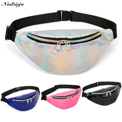 Women Hologram Pink Laser Chest Bags Reflective Waist Pack