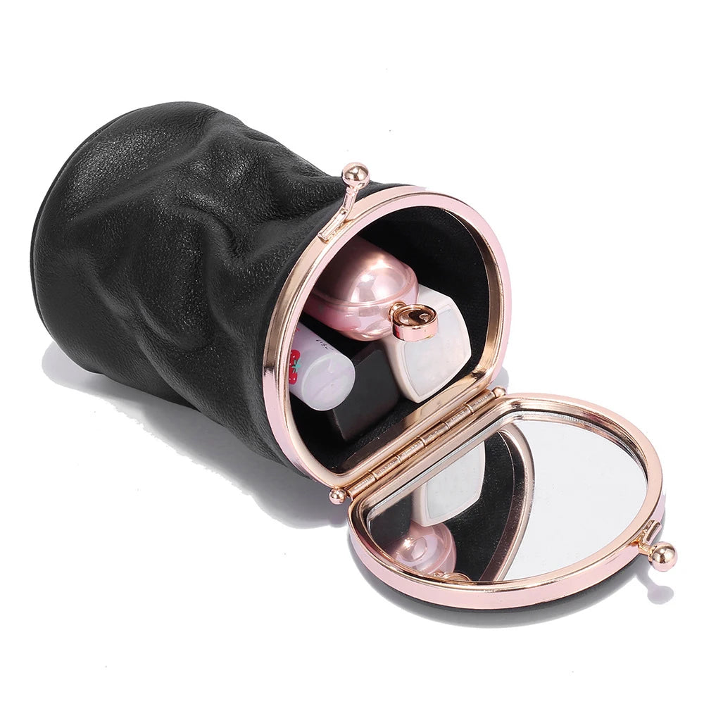 Women Leather Lipstick Bag Multifuction Cosmetic Makeup Case