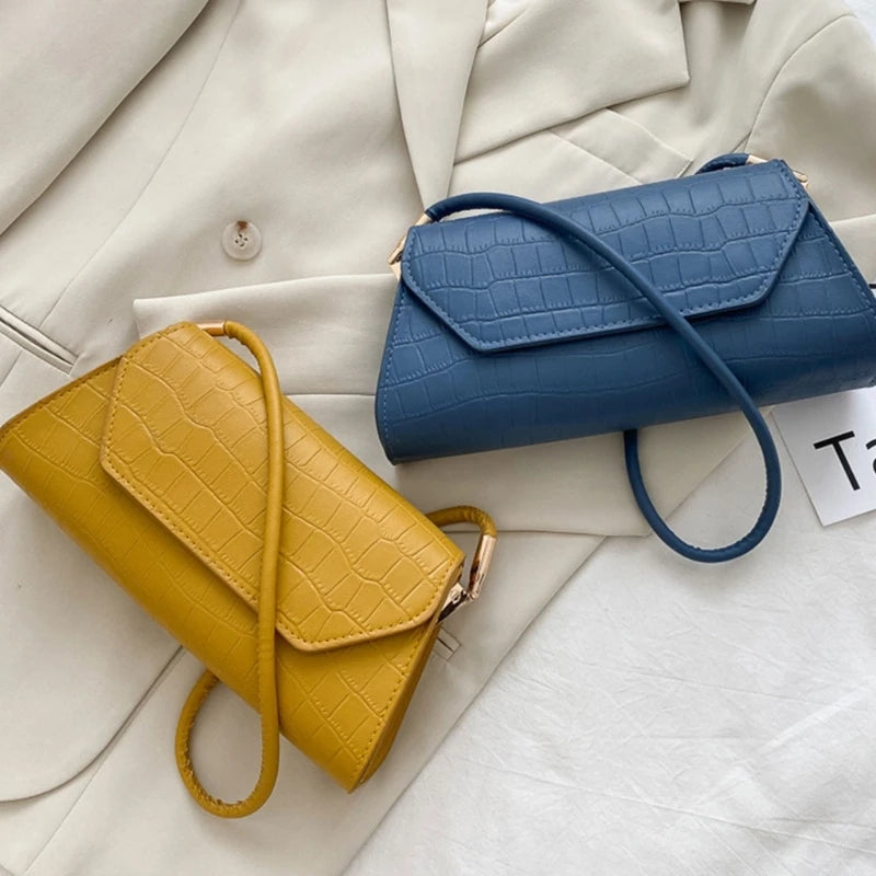 Women Handbag Retro PU-leather Shoulder Bag Stylish Underarm Bag