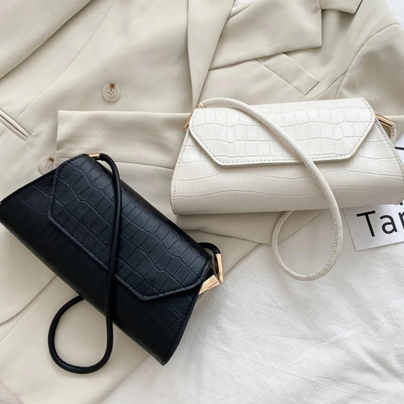 Women Handbag Retro PU-leather Shoulder Bag Stylish Underarm Bag