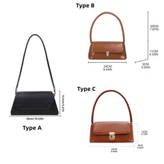 Women Handbag Retro PU-leather Shoulder Bag Stylish Underarm Bag