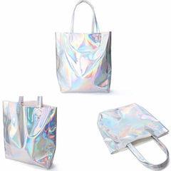 Women Handbag Laser Hologram Leather Shoulder Bag Large Capacity Casual Tote