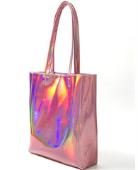 Women Handbag Laser Hologram Leather Shoulder Bag Large Capacity Casual Tote