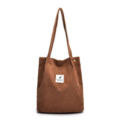 Corduroy Shoulder Bag Large Capacity Shopping Tote