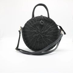 Women Handbag Summer Beach Tote Circle Bag Rattan Round Handbag