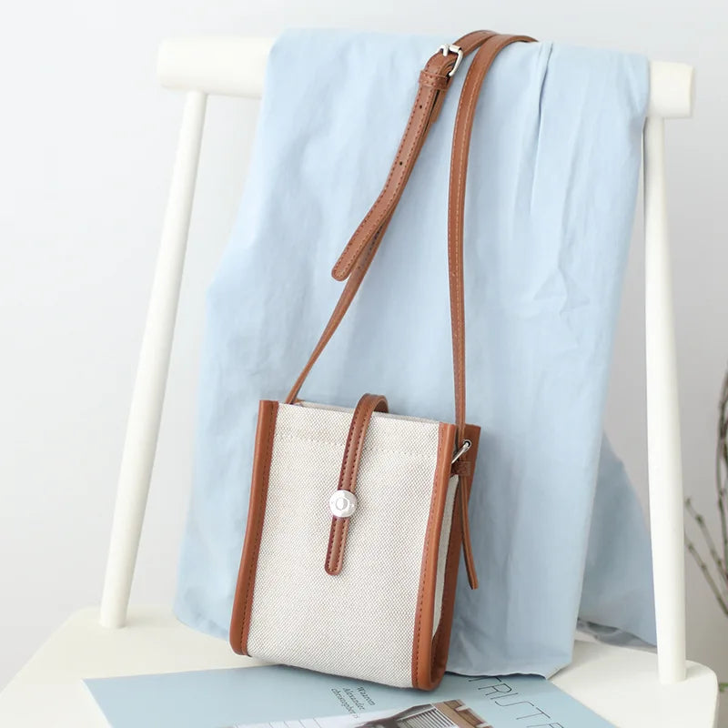 Vintage Canvas Shoulder Bag Large Capacity Crossbody Phone Purse