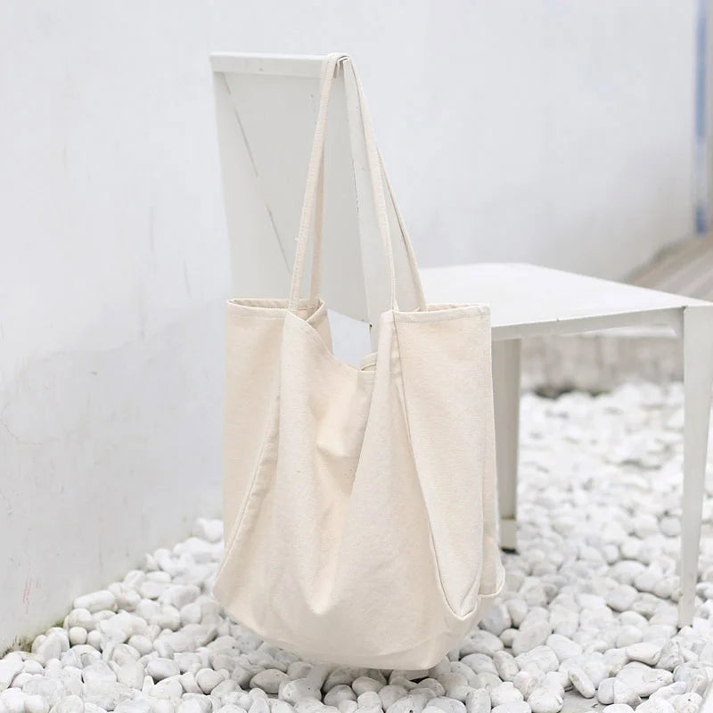 Reusable Canvas Shoulder Bags Large Capacity Shopping Bag
