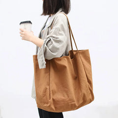 Reusable Canvas Shoulder Bags Large Capacity Shopping Bag