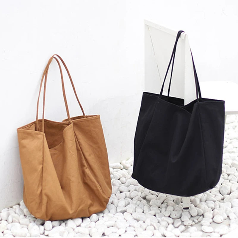Reusable Canvas Shoulder Bags Large Capacity Shopping Bag