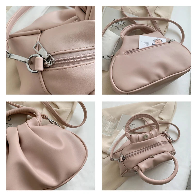 Vintage Pleated Hobo Purses Top Handle Crossbody Bags