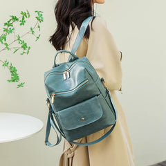 Vintage High Leather Backpack for Women