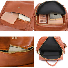 Vintage High Leather Backpack for Women