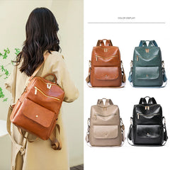 Vintage High Leather Backpack for Women